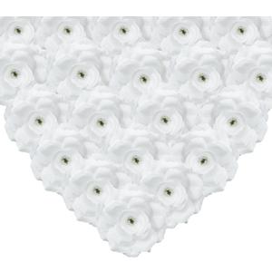 Rose Head Flowers with Stem, 50 White Artificial Flowers, Used for Wedding Decoration DIY Handmade Flowers Silk Fake Rose 3 Inches and 6 Inches Stem Valentines Day Decorations