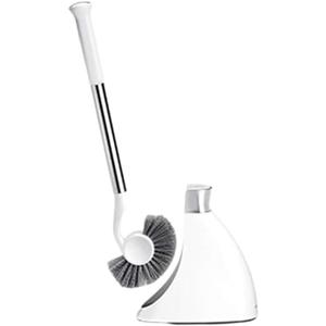 simplehuman Toilet Brush with Caddy, Stainless Steel, White