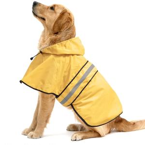 Reflective Dog Raincoat - Adjustable Raincoat for Dogs, Lightweight Hooded Dog Raincoats Poncho Slicker, Waterproof Rain Jacket Coat for Small, Medium, Large Dogs Walking (Yellow, XX-Large)