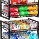 SUFAUY Stackable Can Rack Organizer for Pantry, 2 Tier Soda Canned Food Storage Holds Up to 60 Cans, Steel Square Frame Shelves for Storage, 2 Pack (12"D x 16.5"W x 11"H, Black)