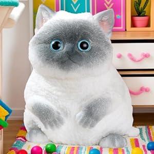 YJPPDD Big taba Squishy Cat, Handmade Squishy Cat for Adult/ Kids, Stress Relief, Cute & Soft Cat Design, Perfect Squeeze Toys Gift for Relaxation and Fun - Dress Up Your Own Squishies Cat(Siamese)