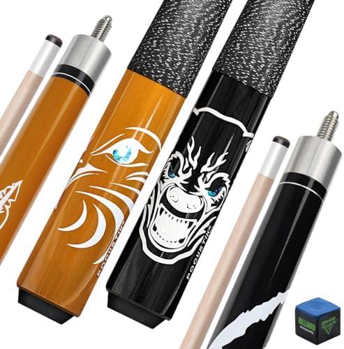 POCUSTIK Pool Cue Sticks ,Irish Linen Wrap Pool Cues,Canadian Maple Billiard Cue Stick,House Bar Pool Sticks for Men Women - Orange