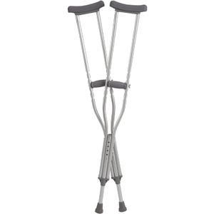 Adjustable Adult Crutches for Walking, Silver Aluminum Crutch with Comfortable Underarm Pad and Handgrip (52-510)