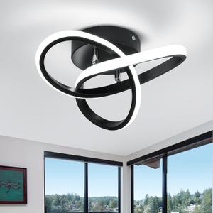 CANEOE Black Modern Ceiling Light Fixtures 6000K Semi Flush Mount Ceiling Lights Hallway Light Fixtures, Acrylic Ceilings Lamp for Hallway Kitchen Bedroom Bathroom