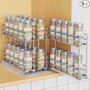 Mystozer Pull Out Spice Rack Organizer for Cabinet, Slide Out Spice Racks, Easy to Install Spice Cabinet Organizers, 7.4" Wx10.43 Dx8.26 H, 3 Drawers 2 Tiers(Silver)
