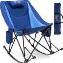Rocking Camping Chair, Heavy Duty, High Back Oversized Portable Folding Chair with Side Cup Holders, Pocket for Beach, Fishing,Trip,Picnic,Lawn,Concert Outdoor Foldable Camp Chairs, Blue