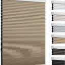 Changshade Cordless Cellular Shades, Blackout Room Darkening Black Out Honeycomb Blinds for Indoor Windows Bedroom, Pull Down Pleated Accordion Blind Easy Install, Shade Size 27" Wx50 H, Light Brown