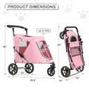 MoNiBloom Pet Stroller for Large Dogs or Multiple Dogs Cats with Adjustable Handle, 3-Wheels Dual Entry Portable Dog Carting Easy Folding Pet Wagon Double Dog Stroller up to 55 lbs, Pink