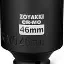 1/2" Drive x 46 mm Deep 6 PT Impact Socket, CR-MO, 1/2-inch Drive 6 Point Axle Nut Socket for Easy Removal of Axle Shaft Nuts (46MM