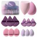 BS-MALL Makeup Brush Set 14 Pcs Premium Synthetic Foundation Powder Concealers Eye shadows Blush Makeup Brushes with Makeup Case and Makeup Sponge (B-Purple)