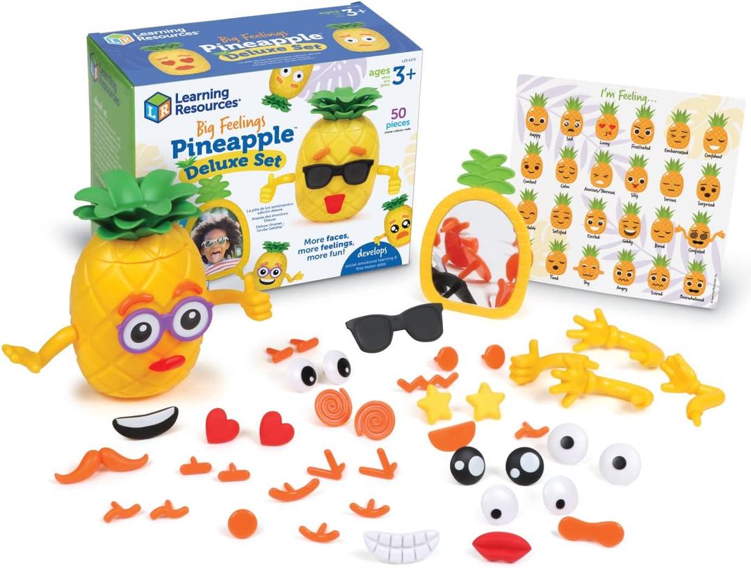Learning Resources Big Feelings Pineapple Deluxe Set - Fine Motor Toys, Social Emotional Skills Regulation Tools for Kids, Gifts for Boys and Girls, Classroom Must Haves, Occupational Games