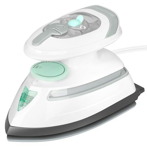 BEAUTURAL Mini Travel Steam Iron for Clothes with Dual Voltage, Temperature Control, Non-Stick Soleplate and Cord Storage, Ideal for Sewing, Quilting and Handcraft