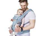 FRUITEAM Baby Carrier with Hip Seat - Ergonomic & Comfortable Baby Carrier with Head Support for Newborn to Toddler, Suitable for Parents of Different Body Types，Blue