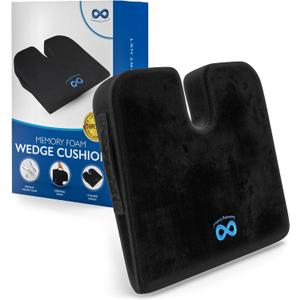 Everlasting Comfort Car Seat Cushion for Driving - Wedge Car Cushion for Office, Travel, Gaming Chair Memory Foam Driver Booster for Short People, Non-Slip, Washable Cover, Back & Sciatica Relief