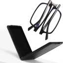 SKYOAK Evolved Folding Reading Glasses For Women Men Blue Light Blocking Anti UV Eyestrain Foldable Portable Compact Readers with Flat Hard Case Pocket Computer glasses 2.5 BLACK