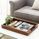 MyGift Burnt Wood Large Serving Tray with Handles, 20 x 14 Ottoman Tray, Breakfast, Coffee Server Tray
