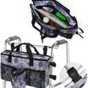 Walker Accessories for Folding Walker Seniors with Cup Holder Walker Bag Organizer Pouch Storage Buckle Carry Things (Flower 2)
