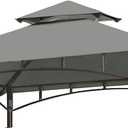 Eurmax USA High Performance Grill Gazebo Canopy Replacement Cover 5x8 BBQ Shelter Top (Gray)