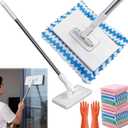 Quick Grip Mini Mop, Zero Touch MiniMop, Disposable Clip Mopstick Reusable Cloths, Retractable Gap Dust Cleaner Flat Mops with Locking Head & Sweeping Cloths (1*mop+10*Cloth)