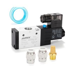 3V310-10 Pneumatic Solenoid Valve AC110V, 2 Position 3 Way, 3/8" NPT, Pilot-Operated Single Coil, Fast Response Electric Air Valve With Junction Box & Quick Connect Fittings