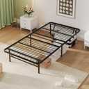 Foldable Twin Bed Frame Metal Platform Bed Frame Underbed Storage 14 Inches High No Box Spring Needed Black Sturdy Steel (Mesh Grates)