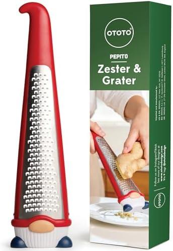 OTOTO Grater - Stainless Steel, BPA Free, Dishwasher Safe, Fun Kitchen Gadget, Vegetable Shredder, Cute Kitchen Gifts & Accessories (Pepito Gnome Grater, Red)