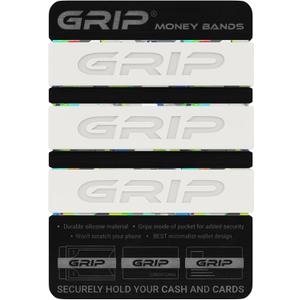 Grip Money Bands (Pack of 3) - GLOW IN THE DARK - Premium Silicone Band for Cash & Cards - Slim & Durable Design