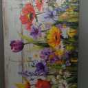 JLXART Wildflower Canvas Wall Art Vibrant Tulip Daisy Print on Distressed Wood Background Rustic Farmhouse Floral Wall Decor for Living Room Bedroom Kitchen Ready to Hang 20x40inch