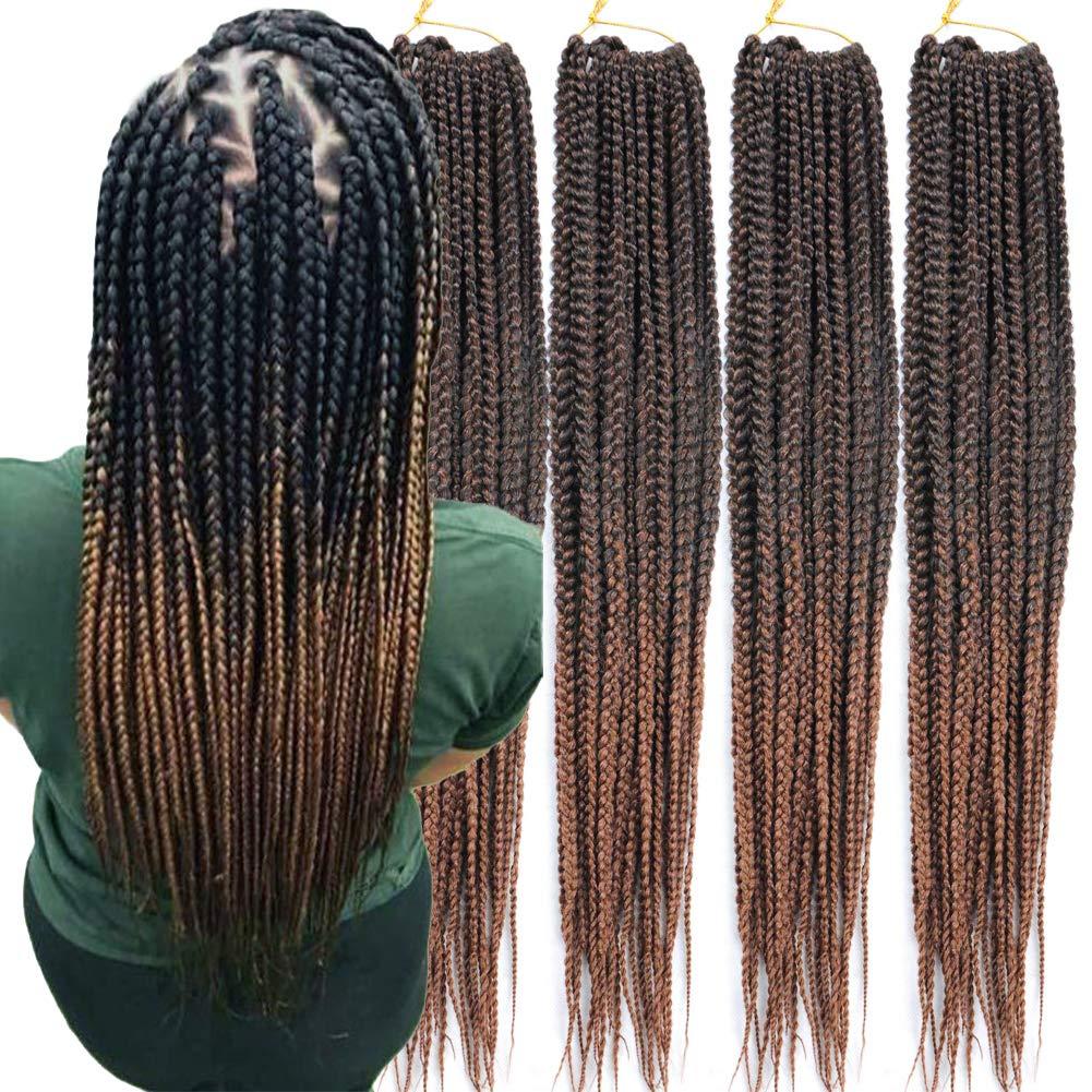 6 Packs/Lot (14/18/24/30) inch 1cm 20 Strands/Pack Thin 3X Box Braid Crochet Hair Extensionin Diameter 3X Synthetic Braid Hair Extensions Crochet Braids Hair Color(30Inch T1B/30)