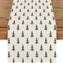 Artoid Mode Beige Xmas Tree Christmas Table Runner, Seasonal Winter Kitchen Dining Table Decoration for Home Party Decor 13x108 Inch