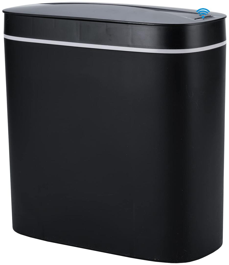 Sooyee 14 litres Bathroom Trash Can with lid, 3.6 Gallon Automatic Trash Can, Touchless Trash Can or Kick for Kitchen, Office, Bedroom, Bathroom, Living Room, Black