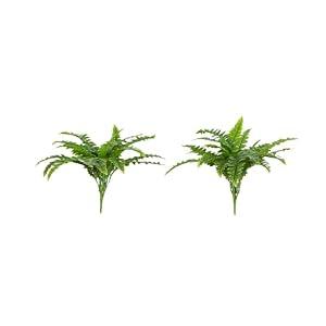 Nearly Natural 19-in UV Resistant Artificial Boston Fern, Set of 2, Large Hanging Fake Plant Wall Decor with 24 Fronds, Faux Fern Vines that Look Real for Home & Garden Decor, Outdoor Porch Decoration