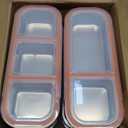 6 Pack Leakproof Stainless Steel Snack Containers with Lids, Reusable 3 Compartment Lunch Container, Stackable Snack Bento Box for Work, Travel & Picnic
