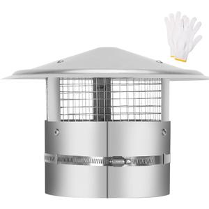 6 Inch Round Chimney Cap,Adjustable Roof Cap for Vents,Chimney Cap with Screen in Stainless Steel,Round Rain Cap for All-Round Chimney Protection,Round Roof Rain Chimney Cover,6 Inch Round Chimney Cap