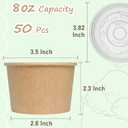 50 x ESSENTIAL Paper Ice Cream Cups with Lids, 50pcs 8oz Disposable Dessert Bowls with Lids for Hot or Cold Food, Paper Snack Containers for Sundae, Frozen Yogurt, Soup (Brown)