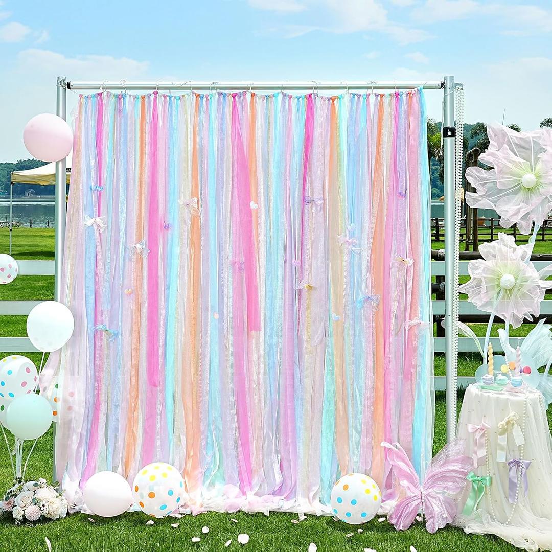 Rainbow Backdrop Curtains for Birthday Party: 6ftx6.6ft Streamer Backdrop Drapes Bright Colorful Curtain - DIY Baby Shower Wedding Decorations