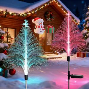 Outdoor Christmas Decorations Solar Christmas Tree Lights Waterproof Jellyfish Lights 2 Pack Solar Garden Lights Outdoor Lights Best Decor for Garden Yard Christmas Holiday Party