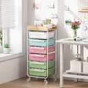 SYKIARIOL 6 Drawer Rolling Cart for Craft Storage,Utility Cart,Colourful