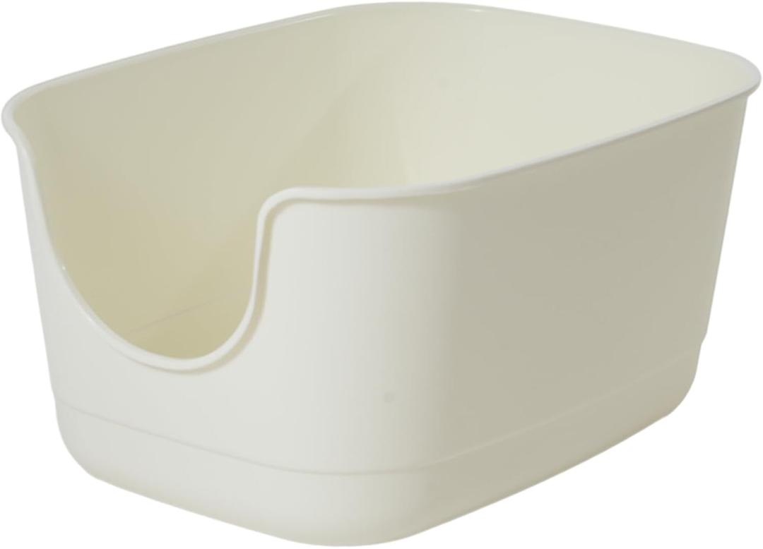 SpaceTime Extra Large Litter Box with High Sides,24.2" Lx16.3 Wx12.9 H XL Multi Cat Litter Pan for Kitty,Cat Boxes for Indoor Cats,Jumbo Litter Boxes for Big Cats,Anti-Splashing,Easy to Clean (White)