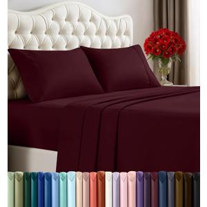 Utopia Bedding California King Sheet Set  4 Piece Bed Sheets for Cal King Size Bed, Soft and Breathable Microfiber, Includes 1 Fitted Sheet, 1 Flat Sheet and 2 Pillowcases (Burgundy)