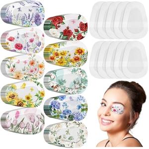 Geiserailie 100 Pcs Adhesive Eye Patches Bulk for Adults Women 10 Style Vintage Boho Adhesive Eyepatches Disposable Breathable Latex Free Eyepatches Gift for Lazy Eye Women