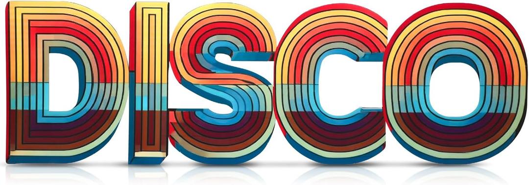 Bucherry 7.8ft Colorful Disco Letters Cardboard Cutout Stand up Life Size 70s 80s 90s Themed Party Decoration Backdrop Photo Props Standup for Birthday Hip Hop Retro Theme Party Supply