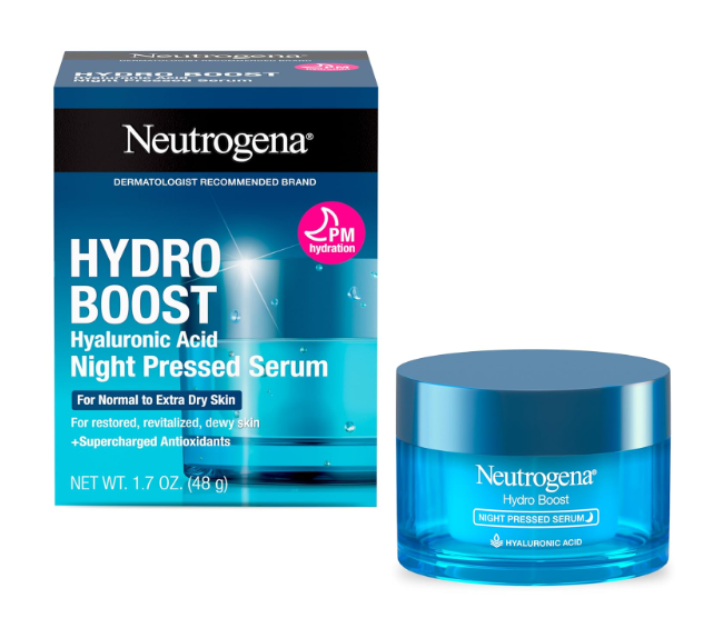 Neutrogena Hydro Boost Night Pressed Serum  with Hyaluronic Acid & Antioxidants, Hydrating Face Moisturizer that Restores & Revitalizes Skin Overnight, for Normal to Extra Dry Skin, 1.7 oz