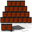 EkkoVla 24 Pack 8 oz Amber Round Glass Jars with 24 Black Lids, Candle Making Jar, Empty Refillable Cosmetic Containers for Lotions, Face Creams, Body Butter, Powders, Ointments, Beauty Products