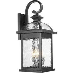 Darkaway Outdoor Lights Fixtures Wall Mount, Extra Large 26inch Outdoor Wall Sconce Lights with Water Ripple Glass for House Front Porch Patio Garage E12 Bulb Base, Black-Water Ripple Glass