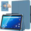 TiMOVO Universal Case for 10.1 Inch Android Tablet with Pen Loop, Lightweight Folding Stand Cover with Hand Strap for All 9.6"-11" Touchscreen Tablet, Denim Blue