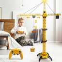 Mini Tudou 50.4 inch Tall 2.4GHz Remote Control Tower Crane,6 Channel Remote Control Construction Crane Toy 680Rotation Lift Model with Tower Light & Sound for Boys