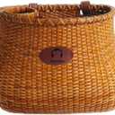 Bike Basket for Women's Beach Cruiser or Scooter The Original Wicker Bicycle Baskets with Built in Cup Holder for Front Handlebar-Classic Vintage Style Handmade Natural Rattan Wicker