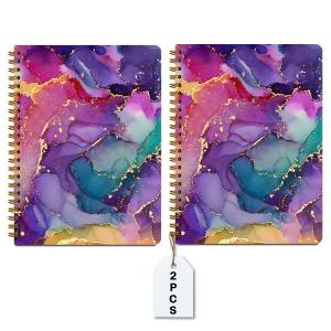 CFGBFDGH 2Pcs Abstract Art Covering Spiral Notebooks for Work, A5 Hardcover Notebook Journal for Women, 8.3x5.8inch 160 Pages College Ruled Notebook Travel Journal for Writing Office Note Taking