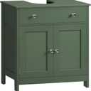 TEENFON Pedestal Sink Storage Cabinet with 2 Doors and Drawer, Bathroom Sink Cabinet, Under Sink Storage with U-Shape Cut-Out, Green UNYSG033V